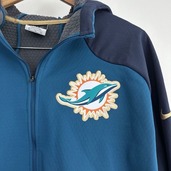 Nike Miami Dolphins Jacket Mens XL Therma Fit Sphere NFL Football Zip Up Hoodie - Picture 2 of 12
